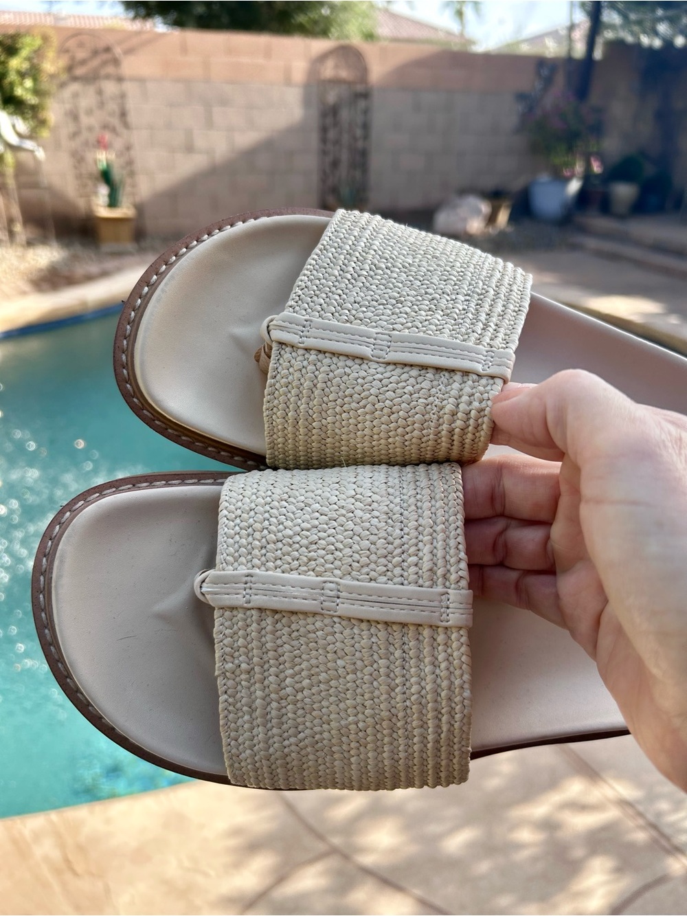 Woven Slide Sandals in Cream — Lightweight Slip-On Comfort
